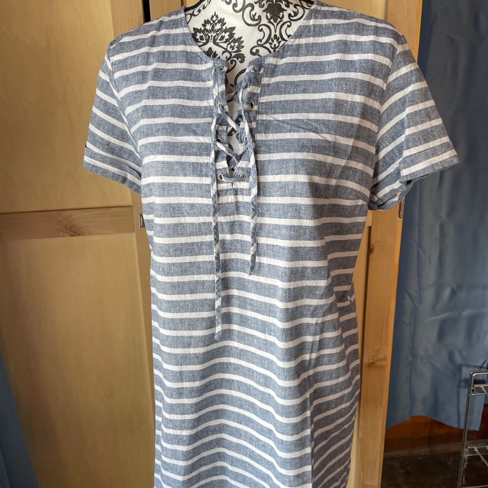 Gap Cotton Tunic, Blue and White Striped, Size M
